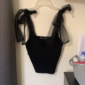 Zara Ribbed Bow tie Crop Top